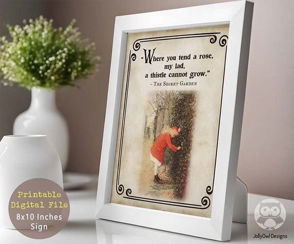 Storybook Book Themed Inspirational Quotes Sign from Classic Children's Book - The Secret Garden