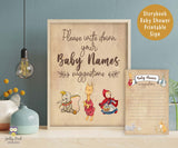 Story Book Themed Baby Shower Party Sign - Baby Names Suggestion with card