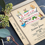 Book Themed or Storybook Baby Shower Invitation with Diaper Raffle Ticket