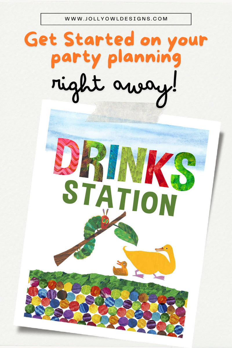 The Very Hungry Caterpillar Birthday Party Sign - Drinks Station ...