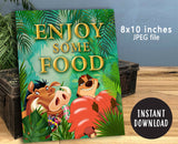 The Lion King Party Signs - Enjoy Some Food