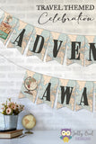 Adventure Awaits - Printable Banner for Travel Themed Baby Shower, Retirement, Bridal Shower and Birthday