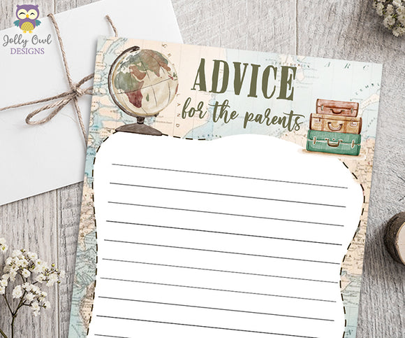 Advice for the Parents - Travel Themed Baby Shower Game Activity