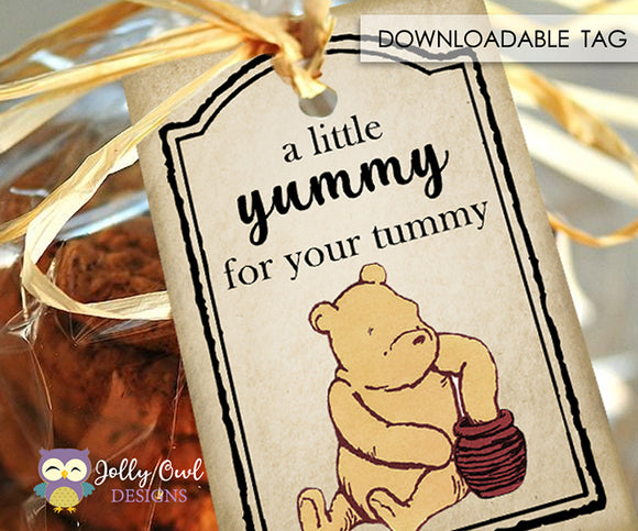 Classic Winnie The Pooh Gift Tag - A Little Yummy for your Tummy