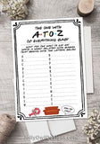 Friends TV Show Baby Shower Game - A to Z of Everything Baby