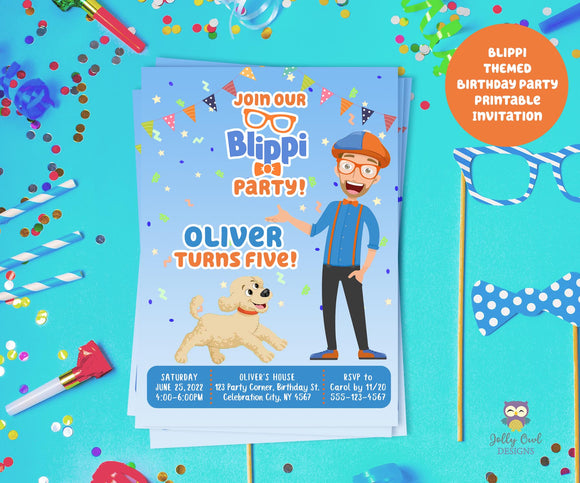 BLIPPI Themed Birthday Party Invitation Card-Digital Printable