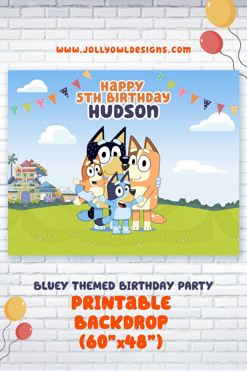 Bluey Birthday Party Backdrop Banner - Digital Printable – Jolly