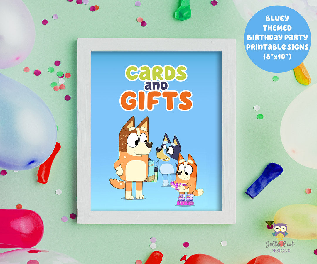 BLUEY and Bingo Themed Birthday Party Printable Signs-Cards and Gifts –  Jolly Owl Designs