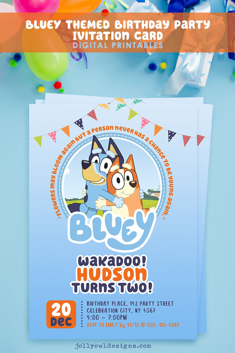 BLUEY Themed Birthday Party Printable Invitation