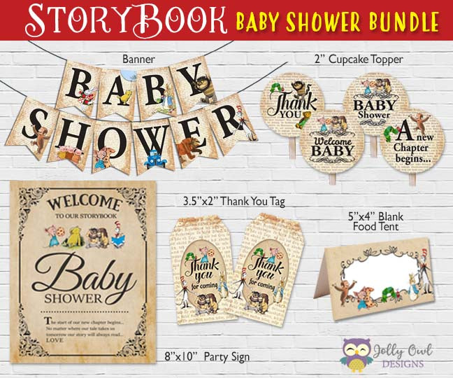 Editable Storybook Baby Shower Games Bundle Book Baby Shower