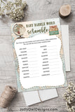 Baby Babble Word Scramble - Travel Themed Baby Shower Game Card