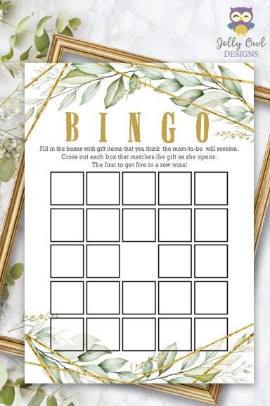 Green Yellow Baby Shower Bingo Blank Game Printable, Tropical Baby