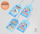 BLUEY Themed Birthday Party Printable Thank You and Favor Tags-INSTANT DOWNLOAD