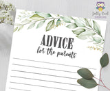 Botanical Greenery Baby Shower Game - Advice for the New Parents