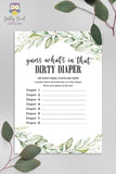 Botanical Greenery Baby Shower Game - Dirty Diaper Guess the Food