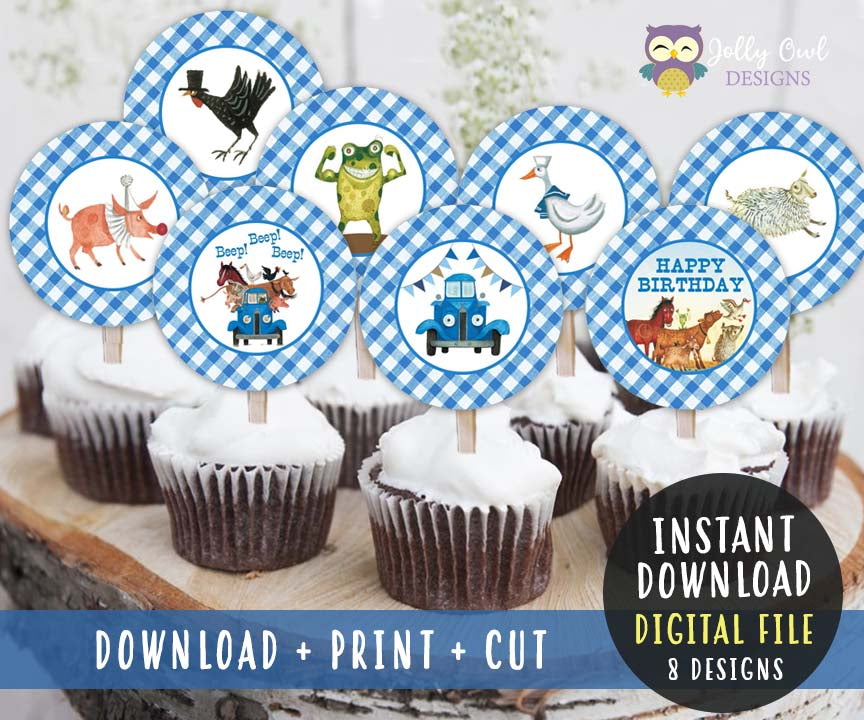 Little Blue Truck Cupcake Toppers | Birthday Party Circles – Jolly Owl  Designs