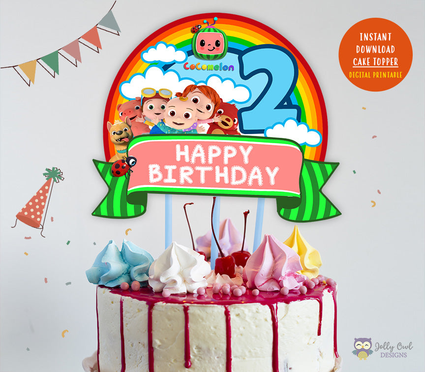 Mange Havbrasme plyndringer Cocomelon Birthday Party - Digital Cake Topper or Centerpiece – Jolly Owl  Designs
