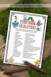 Storybook Book Themed Baby Shower Game - Guess and Match The Book Character