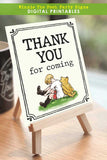 Winnie The Pooh Party Signs - Thank You For Coming Sign