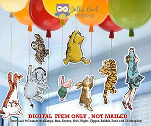 Digital Party Prop Cutout - Classic Winnie The Pooh Balloon Decoration