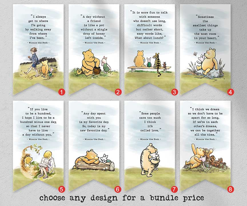 Classic Winnie The Pooh Inspirational Quotes Printable Banner Decorati ...