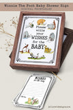 Winnie The Pooh Baby Shower Signs - Wishes For The Baby Sign and Wish Card