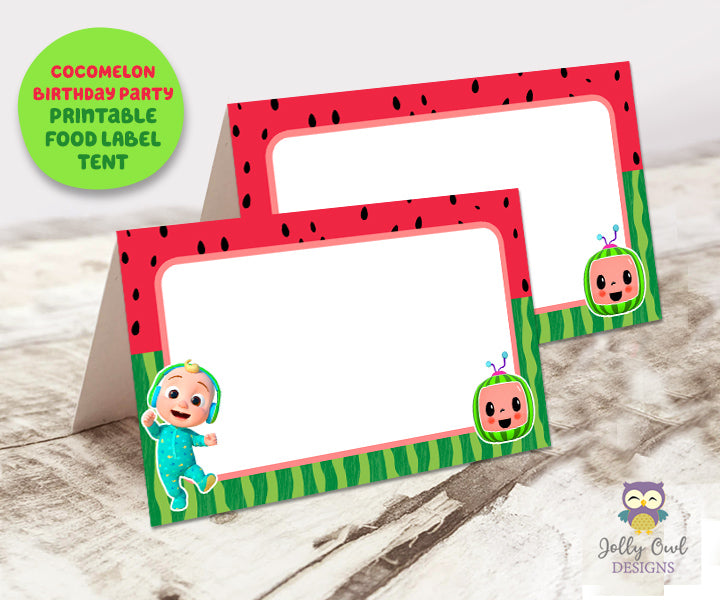 tent name tags template Food Tent Label for Cocomelon Birthday Party