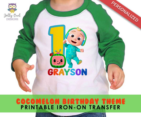 Cocomelon Birthday T-Shirt Design - Digital Design for Iron On Transfer - Personalized - for Age One