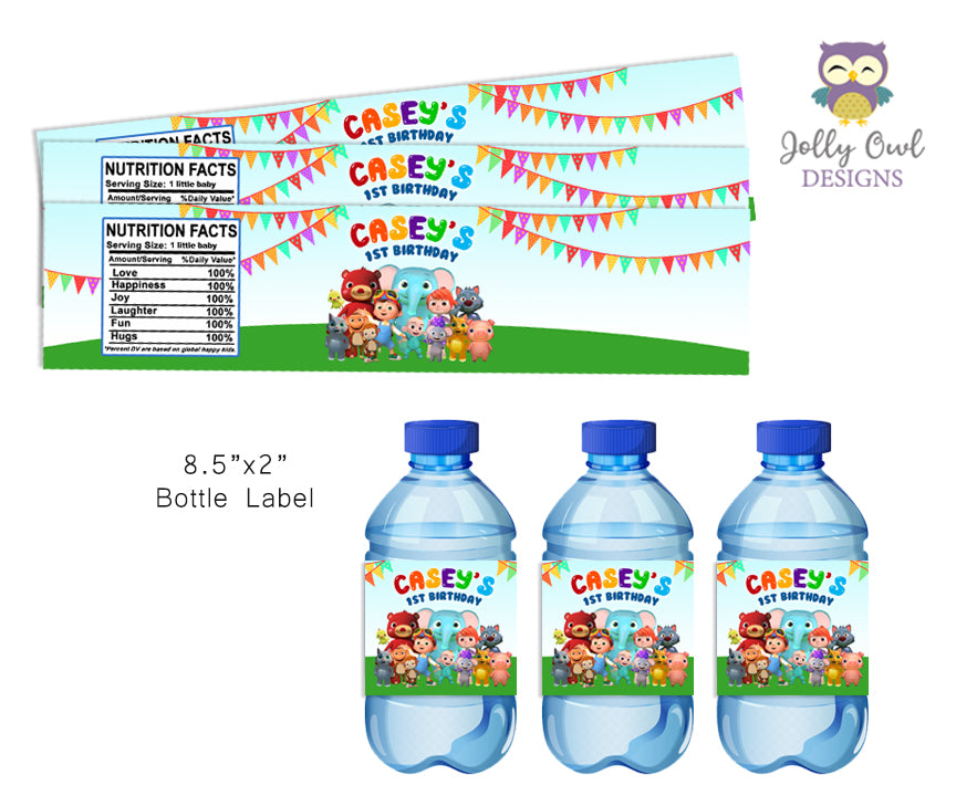 Cocomelon Water Bottle Label Custom, birthday party – Kawaii Raymi