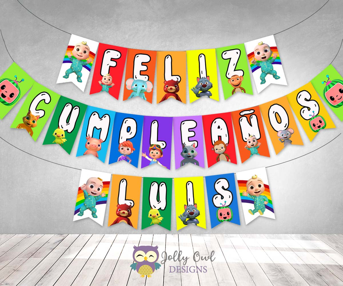 Cocomelon Feliz Cumpleaños Party Banner - Personalized Birthday Banner –  Jolly Owl Designs