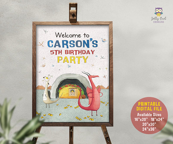 Dragons Love Tacos Birthday Party Welcome Sign - Personalized
