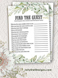 Botanical Greenery Bridal Shower Game - Find The Guest