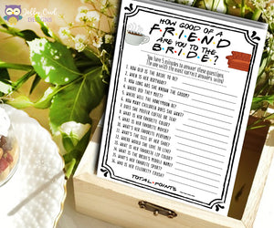 Friends TV Show Bridal Shower game - How good of a friend are you to the bride?