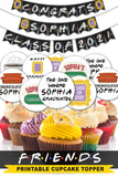 Friends TV Cupcake Toppers Personalized Graduation Party Circles