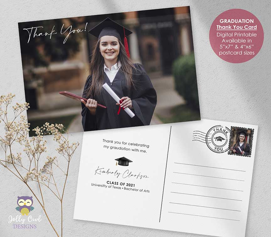 Graduation Thank You Card - Postcard Style Graduation Thank You Card - Postcard Style