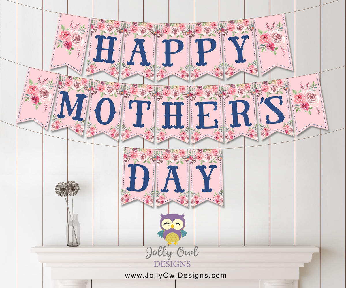 Happy Mother's Day Printable Banner Instant Digital Download Jolly