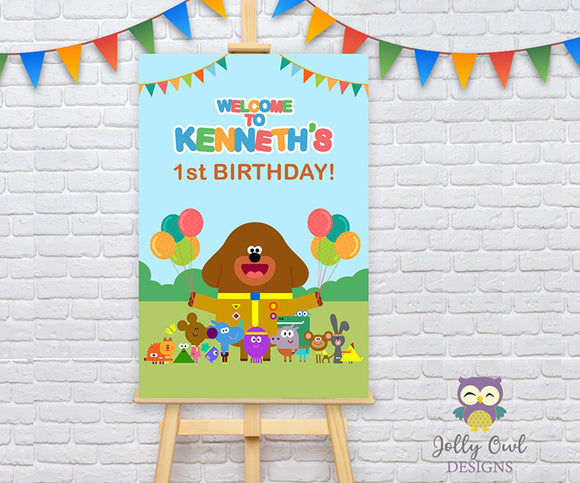 Hey Duggee Birthday Party Welcome Sign - Personalized Digital File