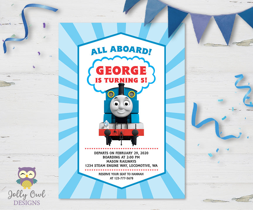 Thomas The Train Birthday Party Invitation – Jolly Owl Designs thomas-the-train-birthday-party-invitation-jolly-owl-designs