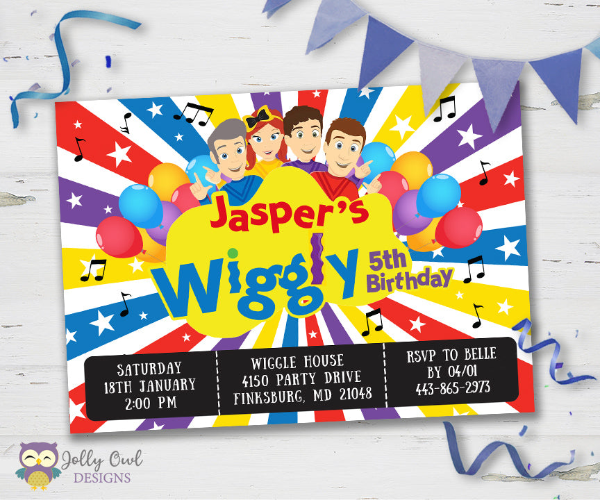 Wiggles Birthday Party Invitation Jolly Owl Designs