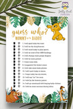 Jungle Safari Lion King Baby Shower - Guess Who? Mommy Or Daddy Game