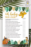 Jungle Safari Lion King Baby Shower - Oh Baby True Or False Game