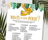 Jungle Safari Lion King Baby Shower - What's In Your Purse Game