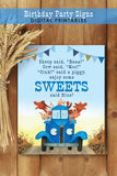 Little Blue Truck Birthday Party Signs - Sweets Sign