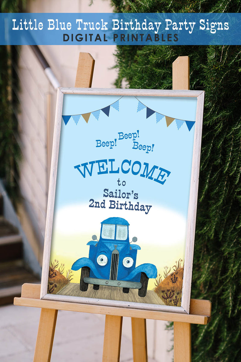 Little Blue Truck Birthday Party Sign- Personalized Welcome Sign – Jolly Owl Designs for Little Blue Truck Printables Free