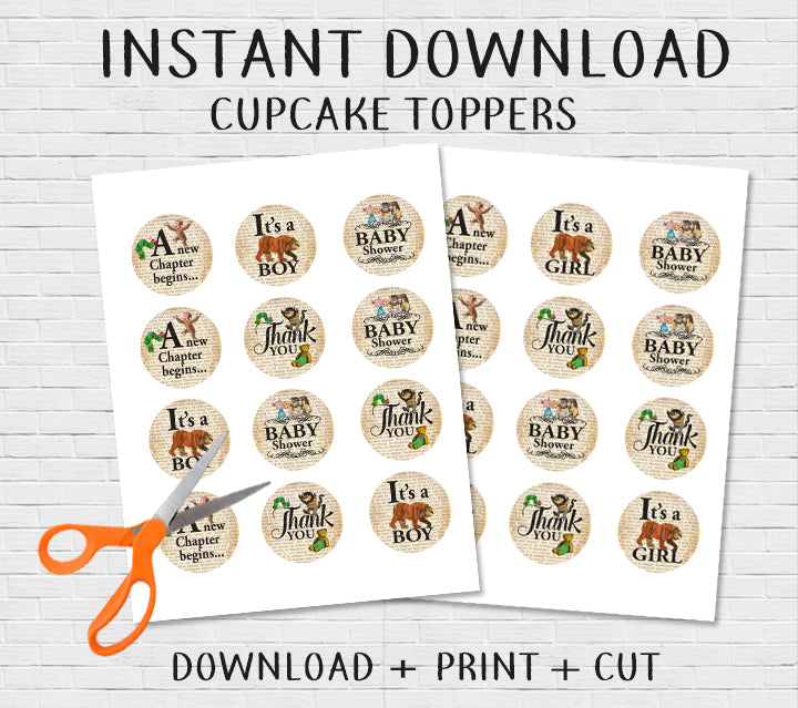 Baby Shower Cupcake Toppers digital Download 