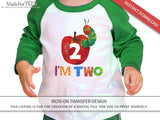 The Very Hungry Caterpillar Iron On Transfer Design For 2nd Birthday Shirt - I'm Two