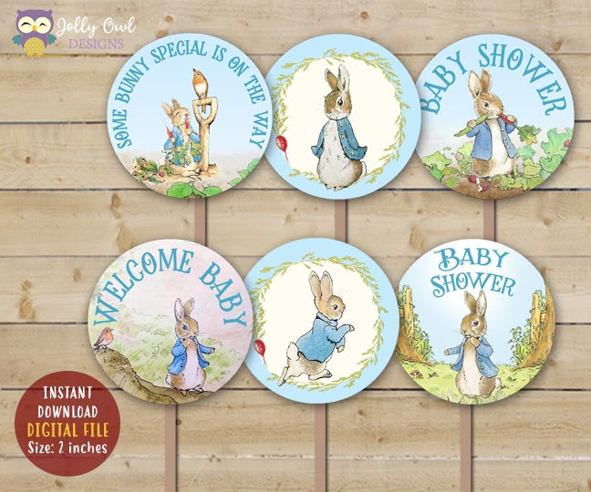 Peter Rabbit Cupcake Decoration - Party Supplies and Baby Shower Essentials  - Set of 12 Pieces Cupcake Topper and 24 Pieces Cupcake Wrapper