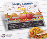 Dragons Love Tacos Birthday Party Invitation - For Twins