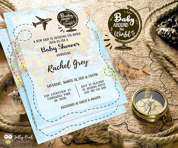 Baby Around The World Baby Shower Invitation Card