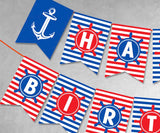 Nautical Theme Happy Birthday Printable Banner Digital File